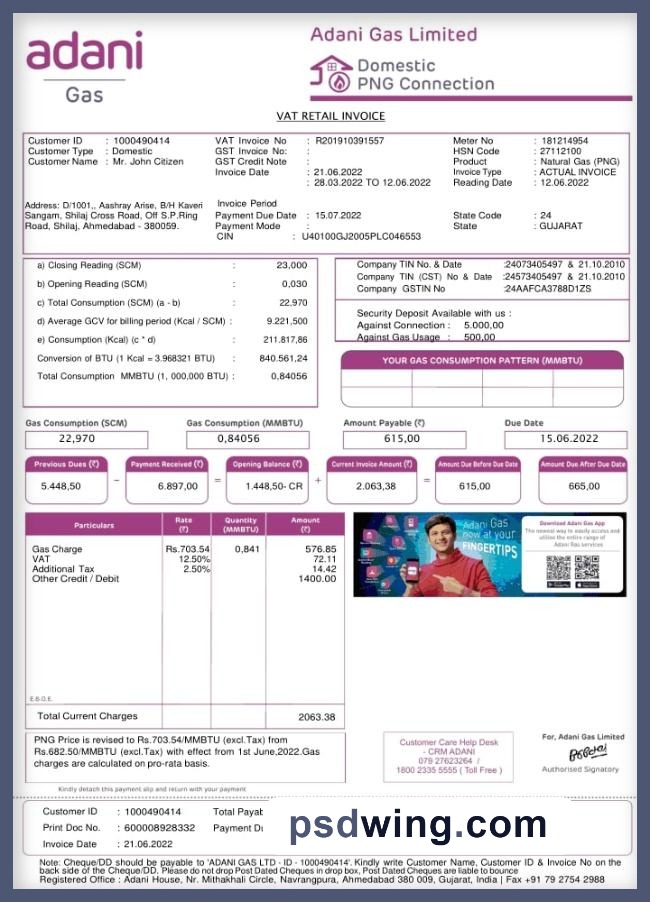 India Adani Utility Bill